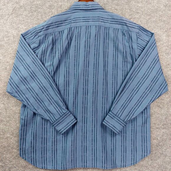 Tommy Bahama Shirt Mens XXL Blue Striped Palm Bamboo Jacquard Long Sleeve Casual - Picture 10 of 10